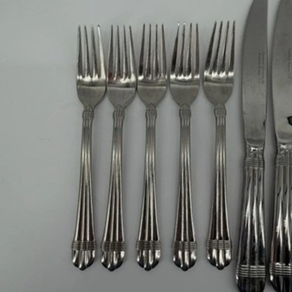 Odyssey Hampton Silversmiths‎ 715 Stainless Flatware Set 5 Forks 4 Knives Korea